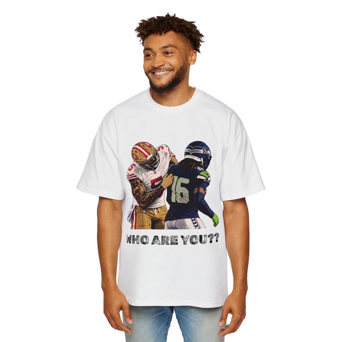 Who Are You?? Oversized Tee – Mike Evans vs. Trevon Diggs Football Meme