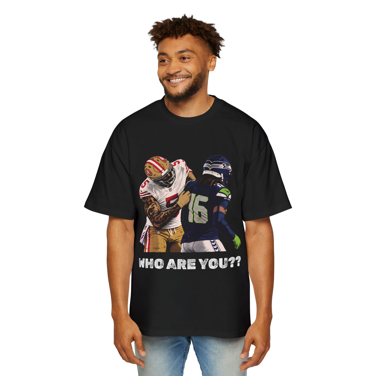 Who Are You?? Oversized Tee – Mike Evans vs. Trevon Diggs Football Meme