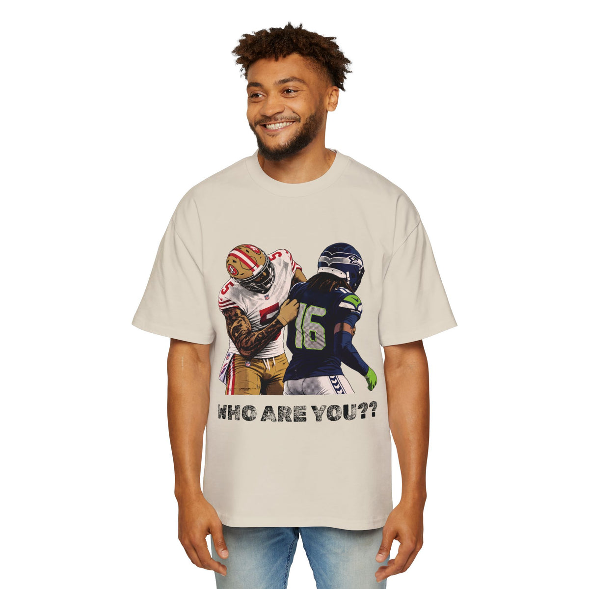 Who Are You?? Oversized Tee – Mike Evans vs. Trevon Diggs Football Meme